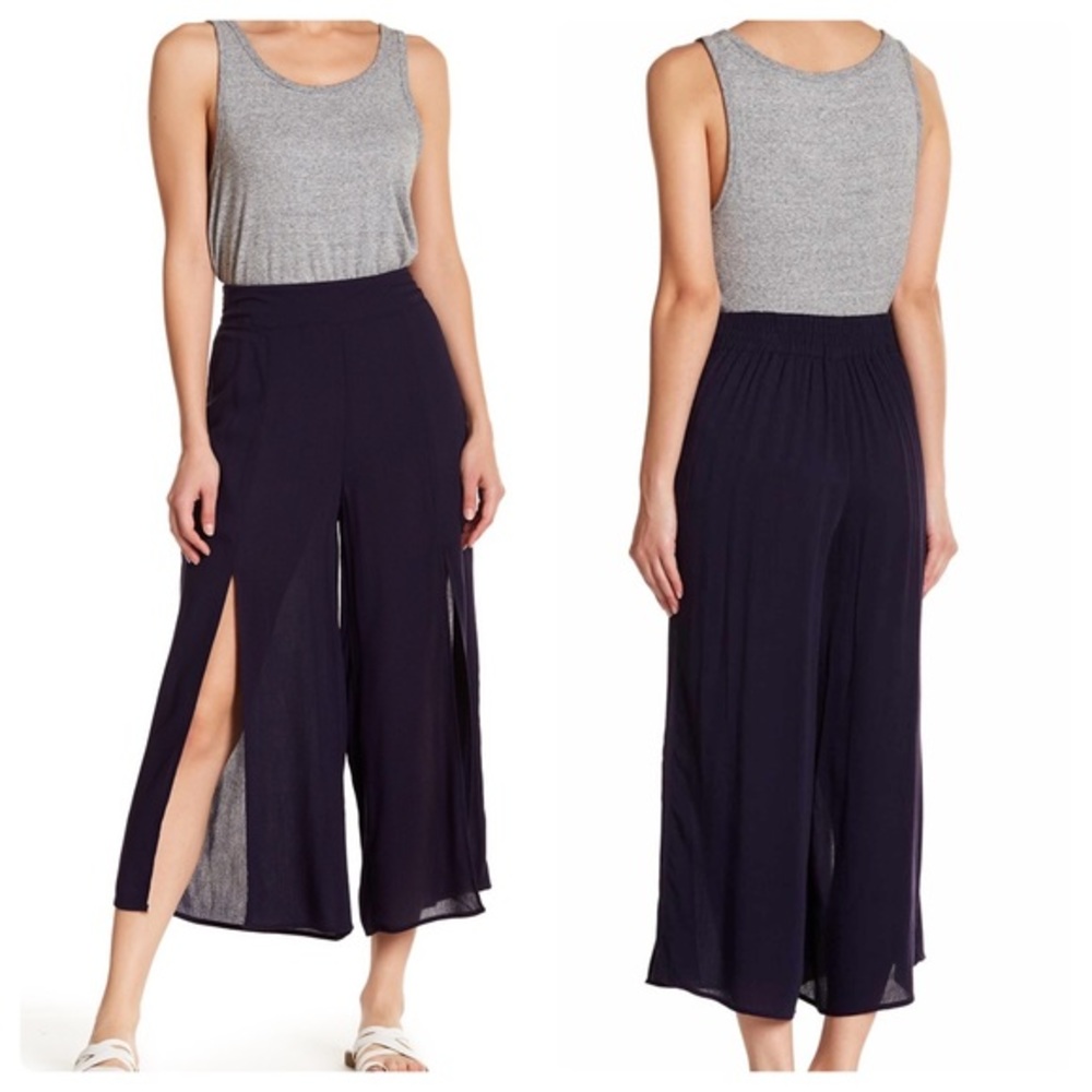 Good Luck Gem High Waisted Split Front Pants Blue